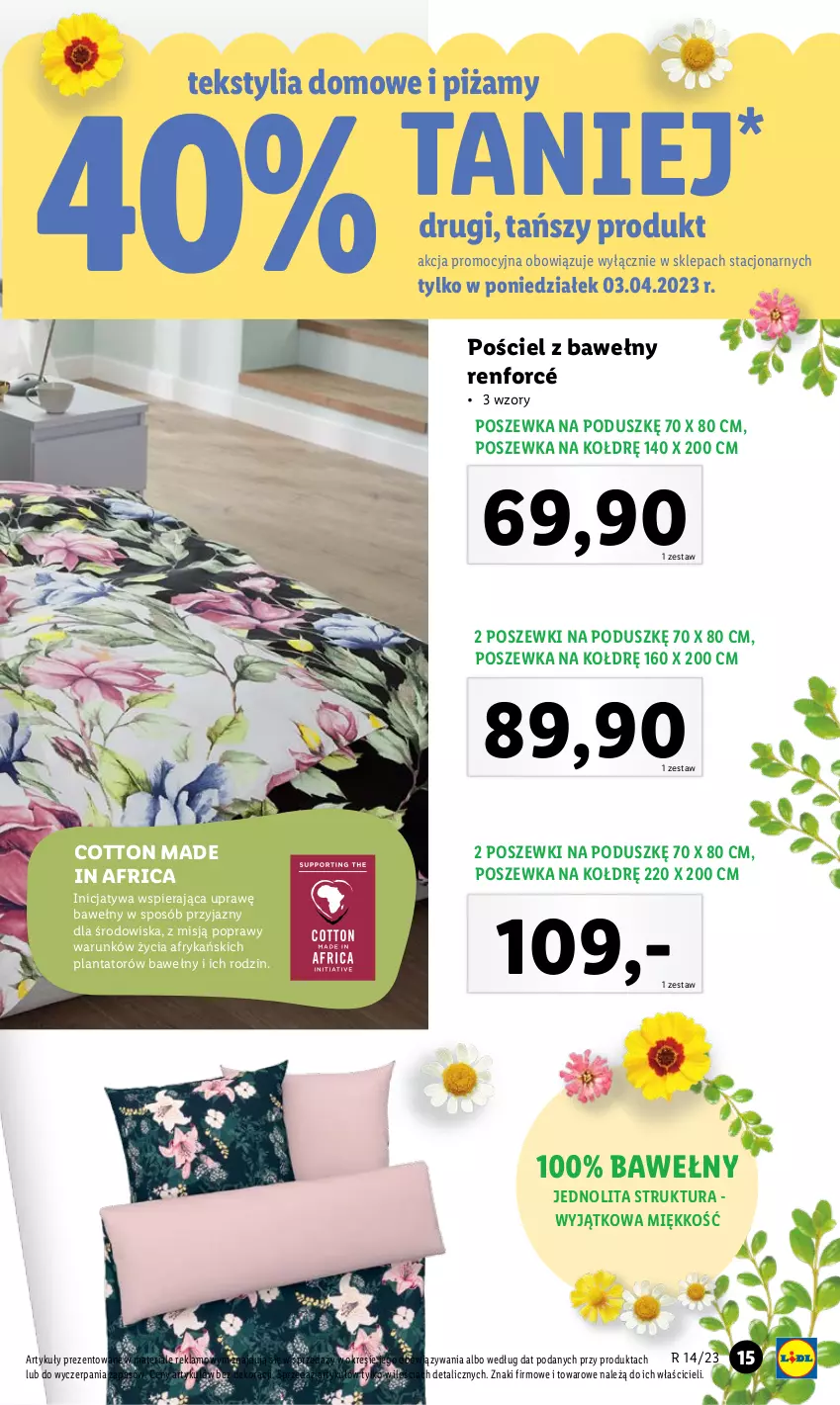 Gazetka promocyjna Lidl - GAZETKA - ważna 03.04 do 08.04.2023 - strona 15 - produkty: Pościel, Poszewka