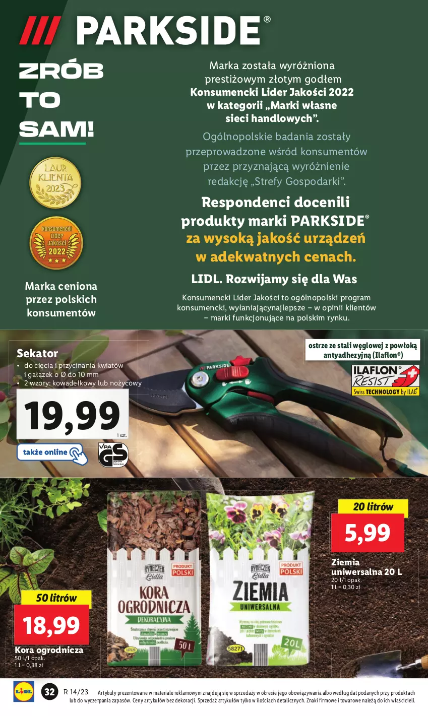 Gazetka promocyjna Lidl - GAZETKA - ważna 03.04 do 08.04.2023 - strona 32 - produkty: Gra, Noż, Parkside, Sekator, Sok