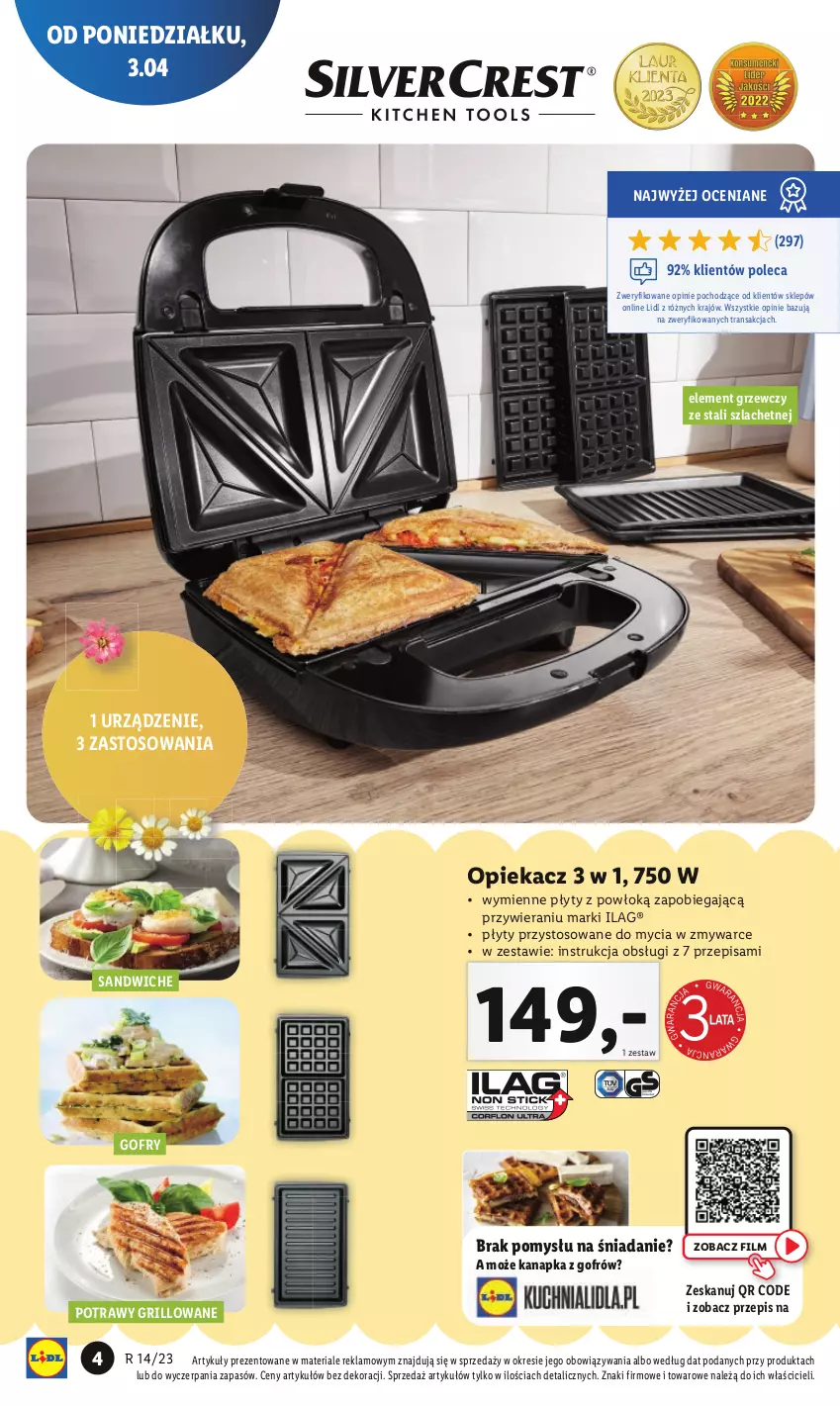 Gazetka promocyjna Lidl - GAZETKA - ważna 03.04 do 08.04.2023 - strona 4 - produkty: Gofry, Grill, Tran