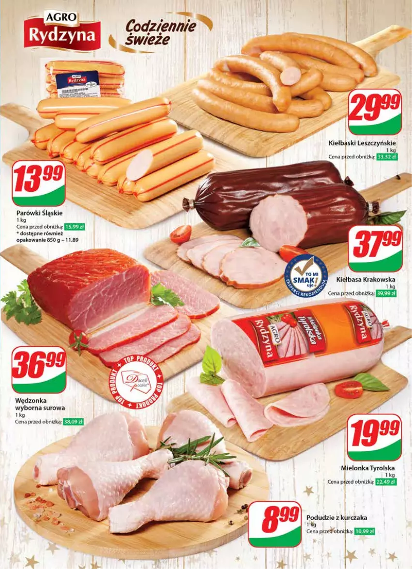 Gazetka promocyjna Dino - Gazetka 51 - ważna 20.12 do 23.12.2023 - strona 13 - produkty: Kiełbasa, Kiełbasa krakowska, Kurczak, Mielonka tyrolska, Parówki, Podudzie z kurczaka