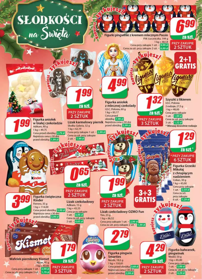 Gazetka promocyjna Dino - Gazetka 51 - ważna 20.12 do 23.12.2023 - strona 4 - produkty: Ferrero, Figurka bałwan, Grześki, Kinder, Likier, Piernik, Pingwin, Wafelek, Znicz