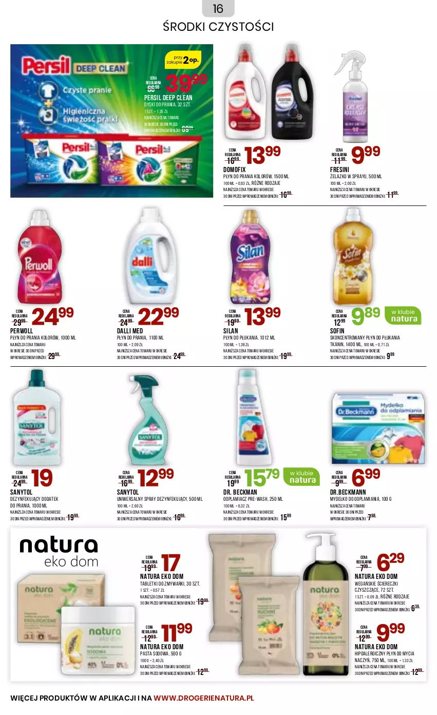 Gazetka promocyjna Drogerie Natura - Gazetka Drogerie Natura - ważna 04.01 do 02.02.2025 - strona 16 - produkty: Do mycia naczyń, Odplamiacz, Persil, Perwoll, Płyn do mycia, Płyn do mycia naczyń, Płyn do płukania, Płyn do prania, Sanytol, Silan, Tablet, Tabletki do zmywarki, Zmywarki