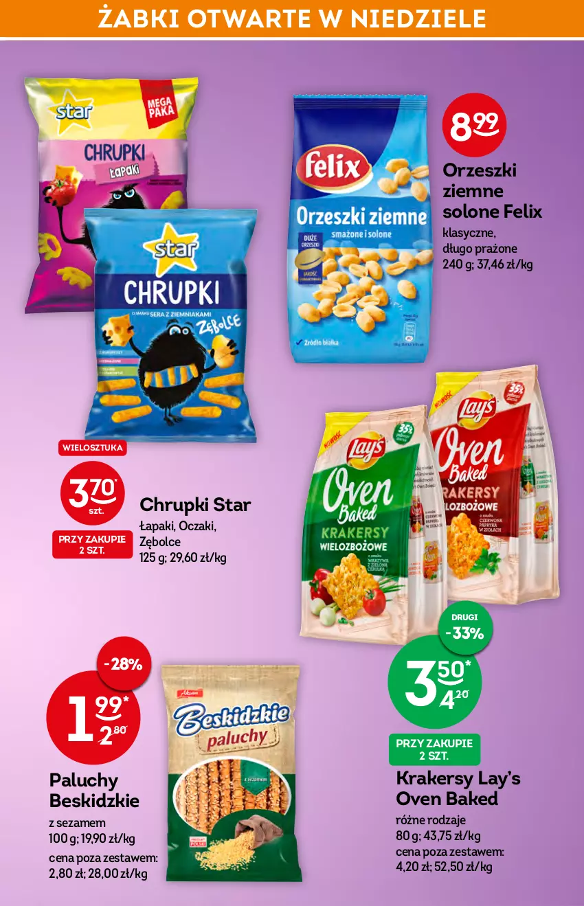 Gazetka promocyjna Żabka - ważna 27.01 do 01.02.2022 - strona 37 - produkty: Beskidzki, Chrupki, Felix, Krakersy, Lay’s, Orzeszki, Orzeszki ziemne, Sezam