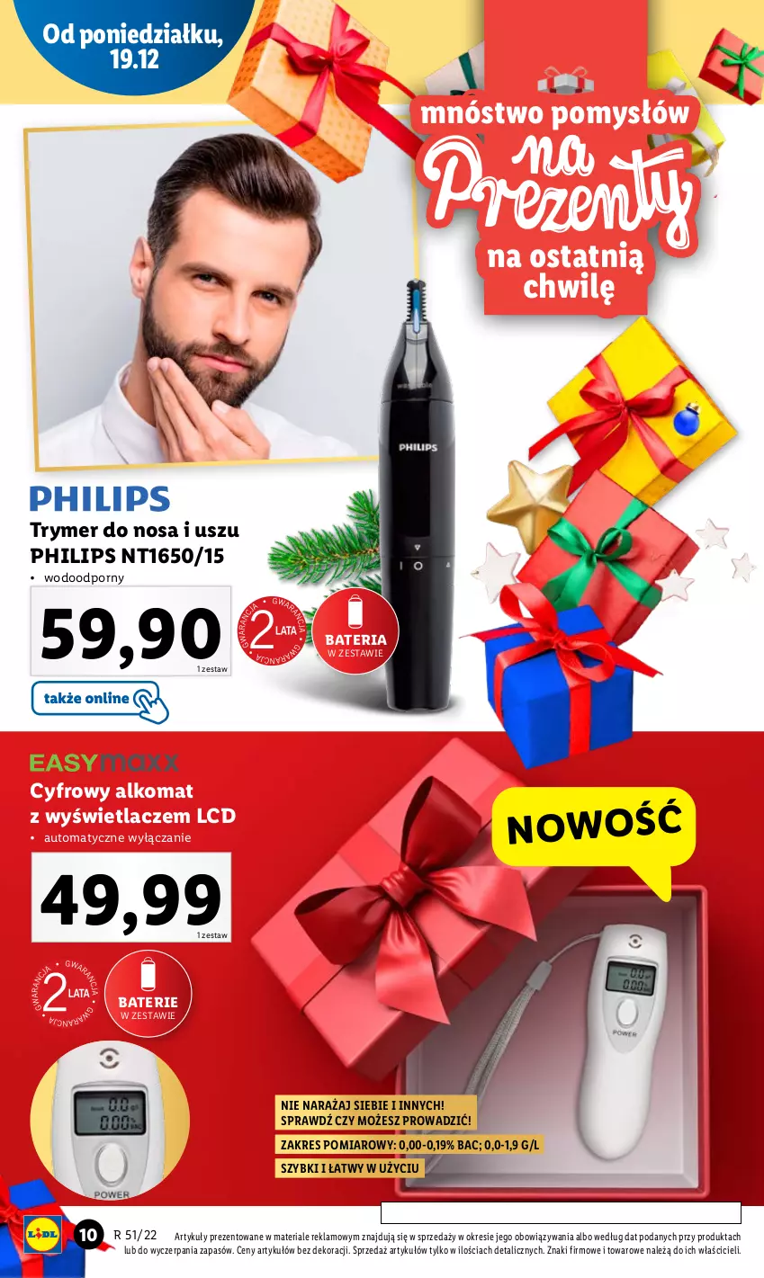 Gazetka promocyjna Lidl - GAZETKA - ważna 19.12 do 24.12.2022 - strona 10 - produkty: Alkomat, Bateria, Philips, Por