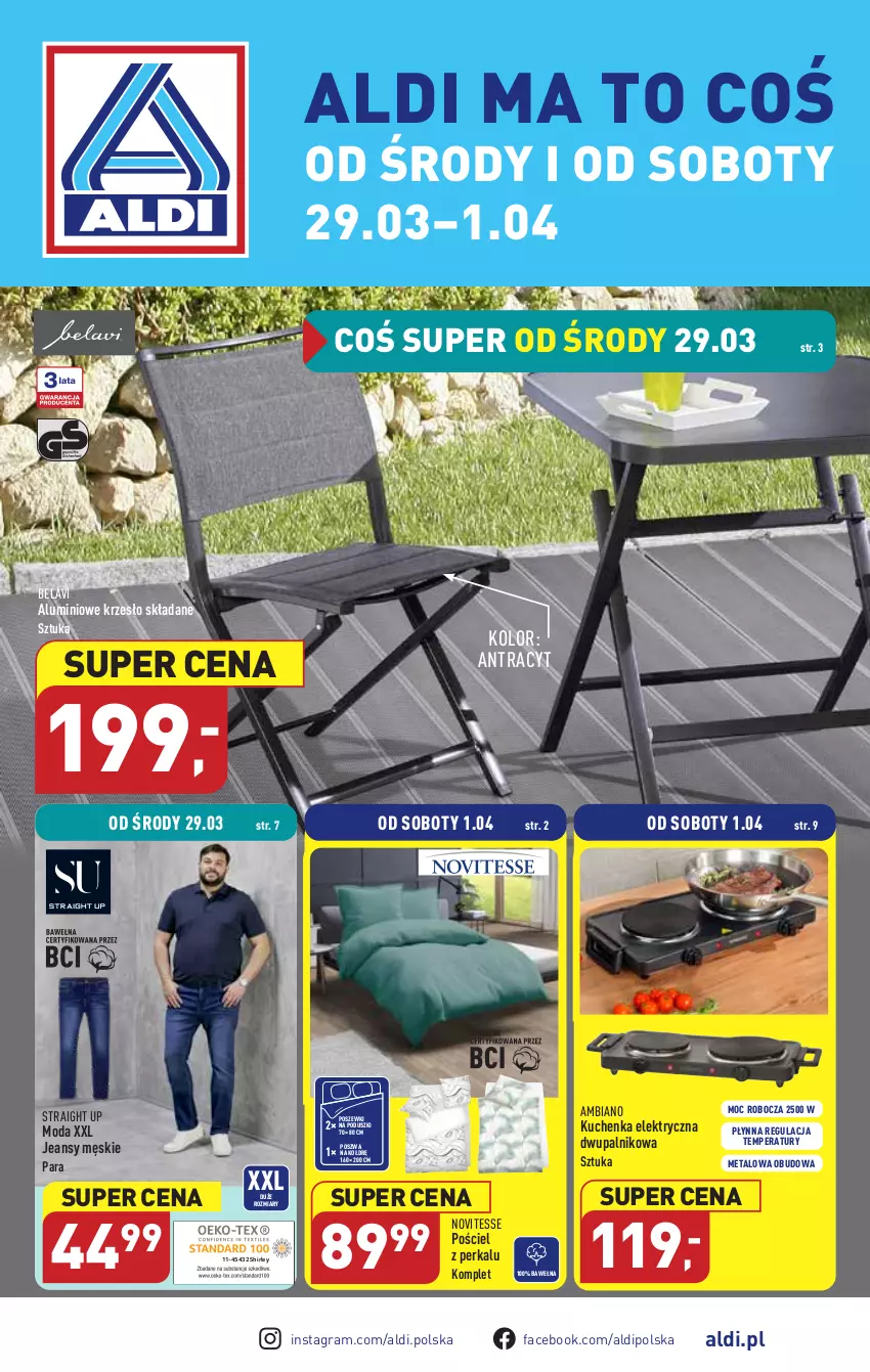 Gazetka promocyjna Aldi - COŚ na przyszły tydzień - ważna 29.03 do 01.04.2023 - strona 1 - produkty: Fa, Gra, Krzesło, Krzesło składane, Moda, Pościel, Wełna