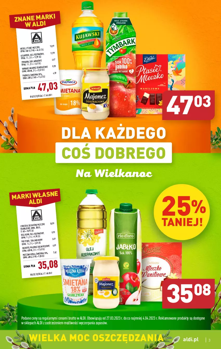 Gazetka promocyjna Aldi - COŚ na przyszły tydzień - ważna 29.03 do 01.04.2023 - strona 3 - produkty: Bell, Bella, Kujawski, Majonez, Mleczko, Mleczna Rzeka, Olej, Piątnica, Sok, Tymbark, Winiary