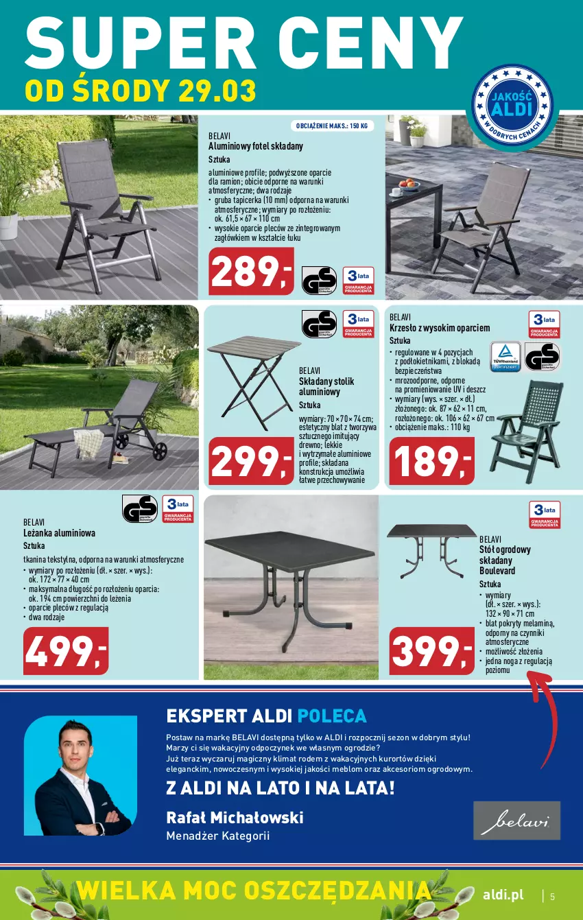 Gazetka promocyjna Aldi - COŚ na przyszły tydzień - ważna 29.03 do 01.04.2023 - strona 5 - produkty: BIC, Fa, Fotel, Krzesło, Leżanka, Piec, Por, Sok, Stół, Stolik, Tapicerka, Tera