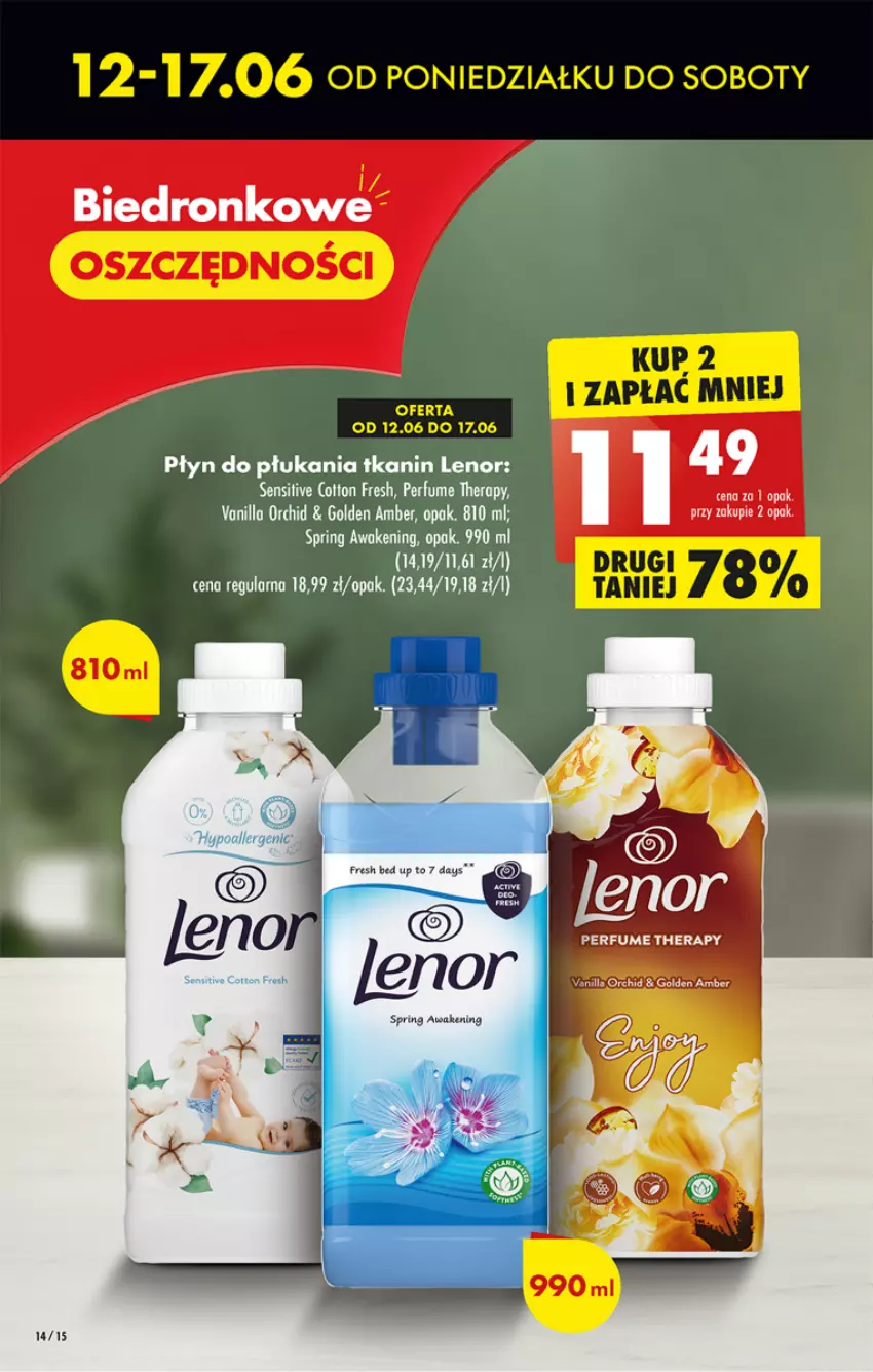 Gazetka promocyjna Biedronka - ważna 12.06 do 17.06.2023 - strona 14 - produkty: Dron, Lenor, Perfum, Płyn do płukania