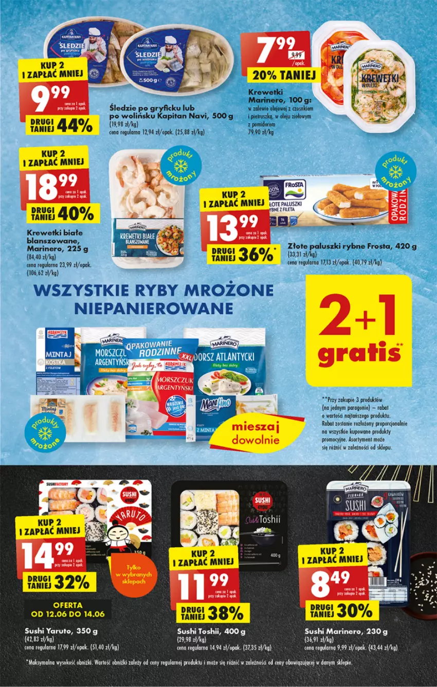 Gazetka promocyjna Biedronka - ważna 12.06 do 17.06.2023 - strona 27 - produkty: Frosta, Gra, Gry, Krewetki, Olej, Paluszki rybne, Por, Sok, Sushi