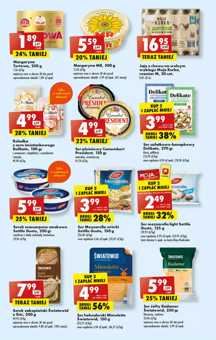 Gazetka promocyjna Biedronka - ważna 12.06 do 17.06.2023 - strona 29 - produkty: Bazyl, Camembert, Dron, Jaja, Margaryna, Mascarpone, Mimolette, Mozzarella, Radamer, Sałat, Ser, Serek, Tera