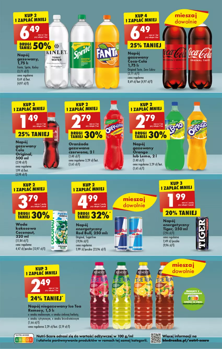 Gazetka promocyjna Biedronka - ważna 12.06 do 17.06.2023 - strona 43 - produkty: Dron, Fa, Fanta, Gin, Kokos, Napój, Napój niegazowany, Oranżada, Por, Pur, Rama, Red Bull, Sprite, Tiger, Woda