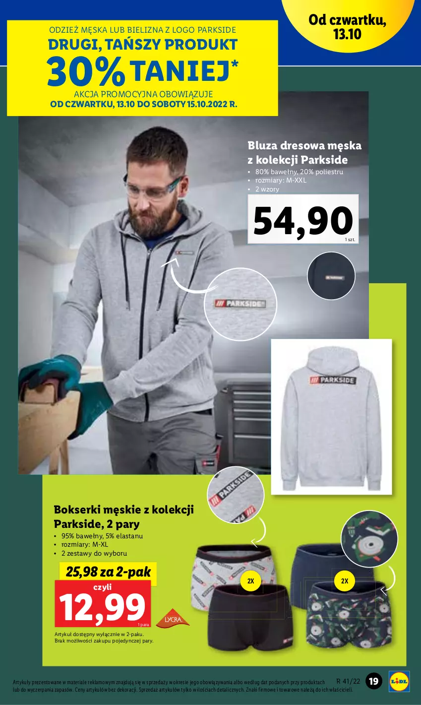 Gazetka promocyjna Lidl - GAZETKA - ważna 10.10 do 15.10.2022 - strona 19 - produkty: Bielizna, Parkside