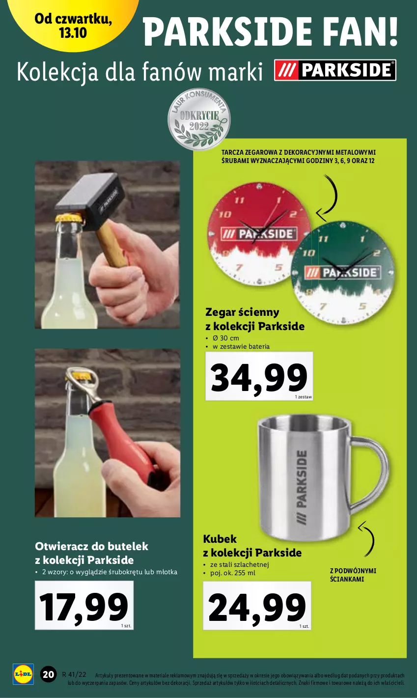 Gazetka promocyjna Lidl - GAZETKA - ważna 10.10 do 15.10.2022 - strona 20 - produkty: Bateria, Fa, Młot, Parkside, Zegar