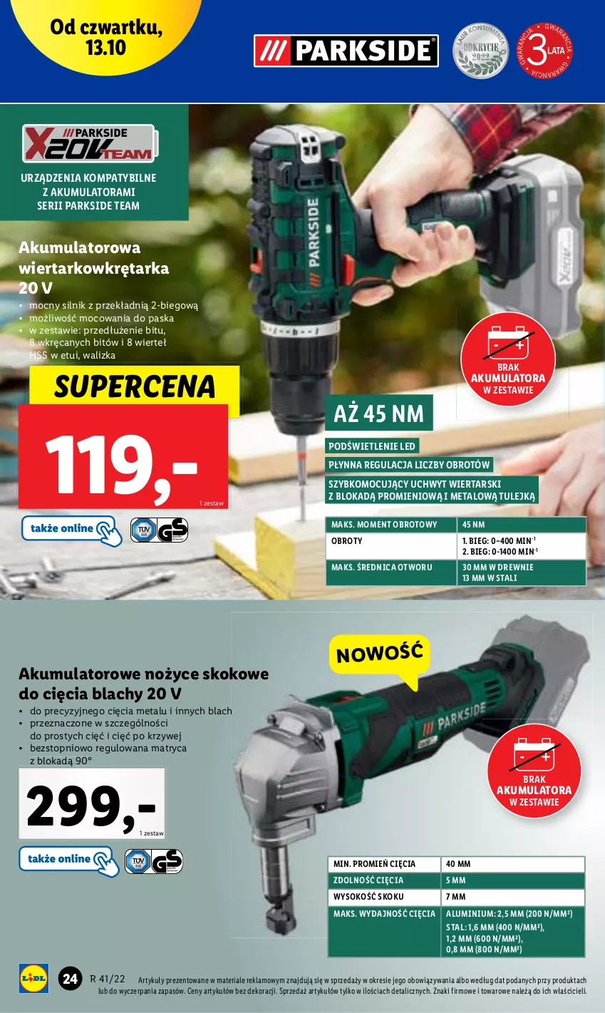 Gazetka promocyjna Lidl - GAZETKA - ważna 10.10 do 15.10.2022 - strona 24 - produkty: Akumulator, Parkside, Ser, Sok, Top, Walizka