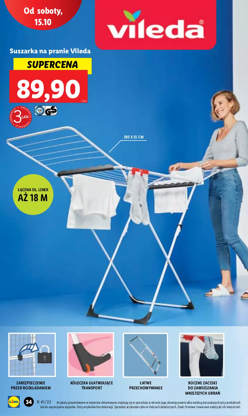 Gazetka promocyjna Lidl - GAZETKA - ważna 10.10 do 15.10.2022 - strona 38 - produkty: Piec, Por, Sport, Suszarka, Suszarka na pranie, Tran, Vileda