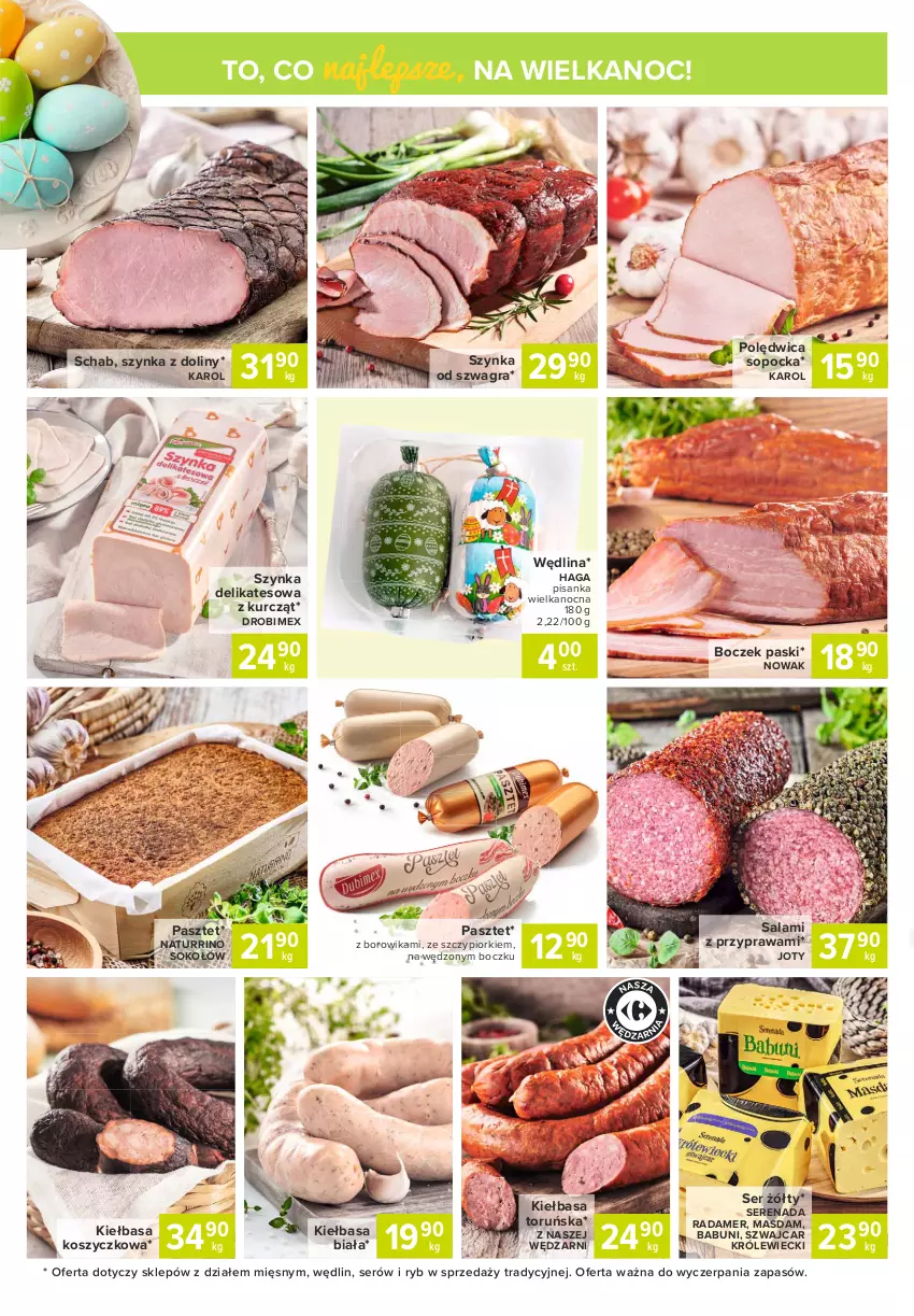 Gazetka promocyjna Carrefour - Gazetka Express - ważna 29.03 do 03.04.2021 - strona 2 - produkty: Babuni, Boczek, Drobimex, Gra, Kiełbasa, Kiełbasa biała, Kosz, NOWAK, Pasztet, Polędwica, Radamer, Salami, Ser, Sok, Sokołów, Szynka, Szynka delikatesowa, Wędlina