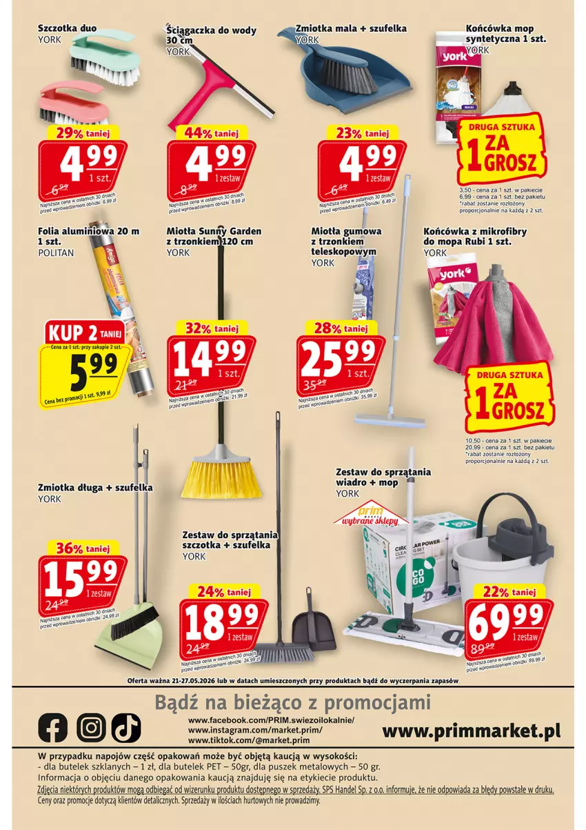 Gazetka promocyjna Prim Market - ważna 21.05 do 27.05.2026 - strona 16 - produkty: Miotła, Mop, Por, Sok, Szczotka, Szufelka, Teleskop, Wiadro