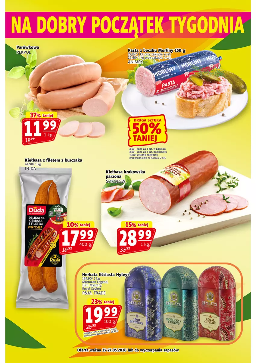 Gazetka promocyjna Prim Market - ważna 21.05 do 27.05.2026 - strona 21 - produkty: Duda, Herbata, Kiełbasa, Kiełbasa krakowska, Kurczak, Morliny, Pekpol, Por