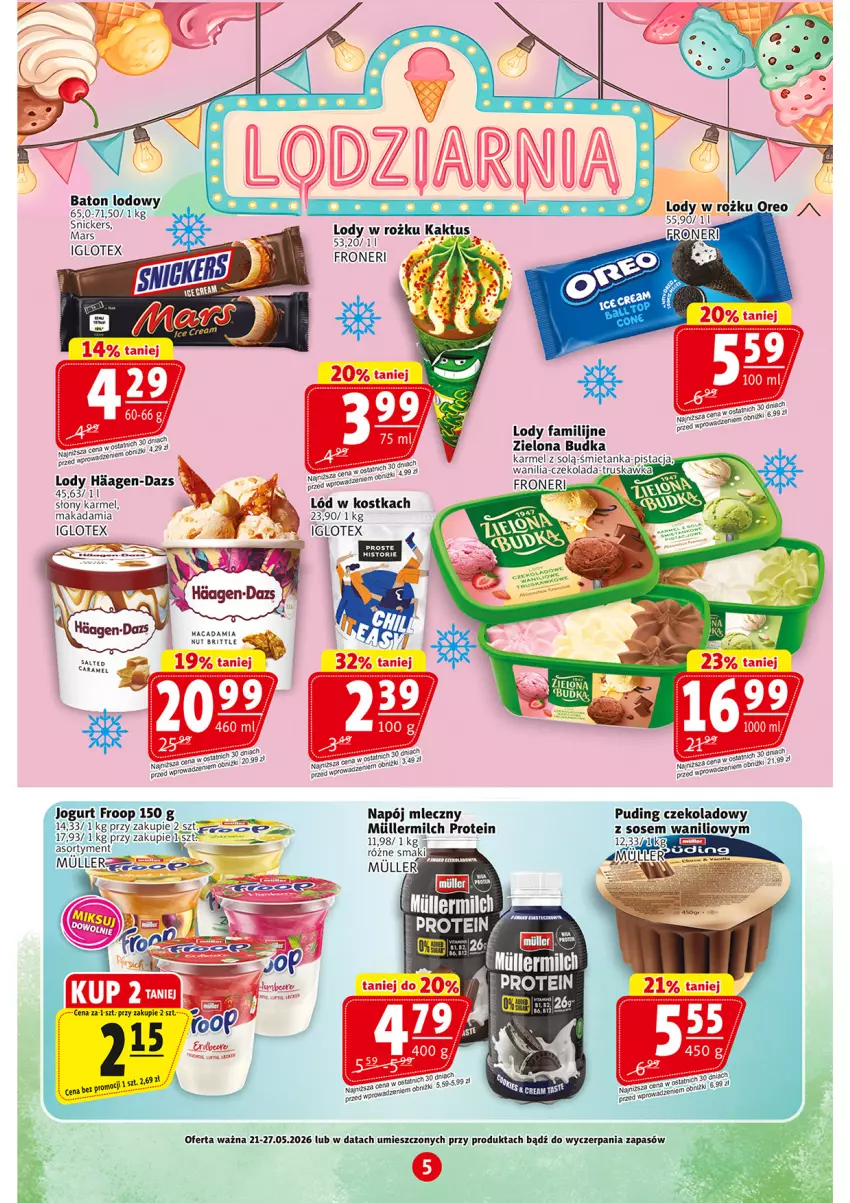 Gazetka promocyjna Prim Market - ważna 21.05 do 27.05.2026 - strona 5 - produkty: Baton, Brit, Czekolada, Fa, Jogurt, Lody, Napój, Napój mleczny, Oreo, Snickers, Sos, Zielona Budka