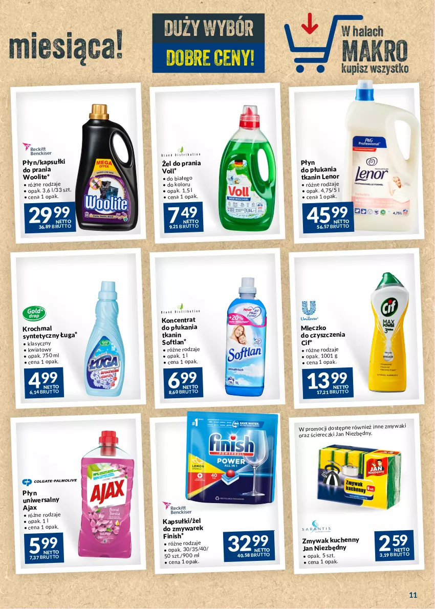 Gazetka promocyjna Makro - Najlepsze oferty - ważna 27.06 do 24.07.2023 - strona 11 - produkty: Ajax, Cif, Finish, Jan Niezbędny, Kapsułki do prania, Lenor, Mleczko, Płyn do płukania, Woolite