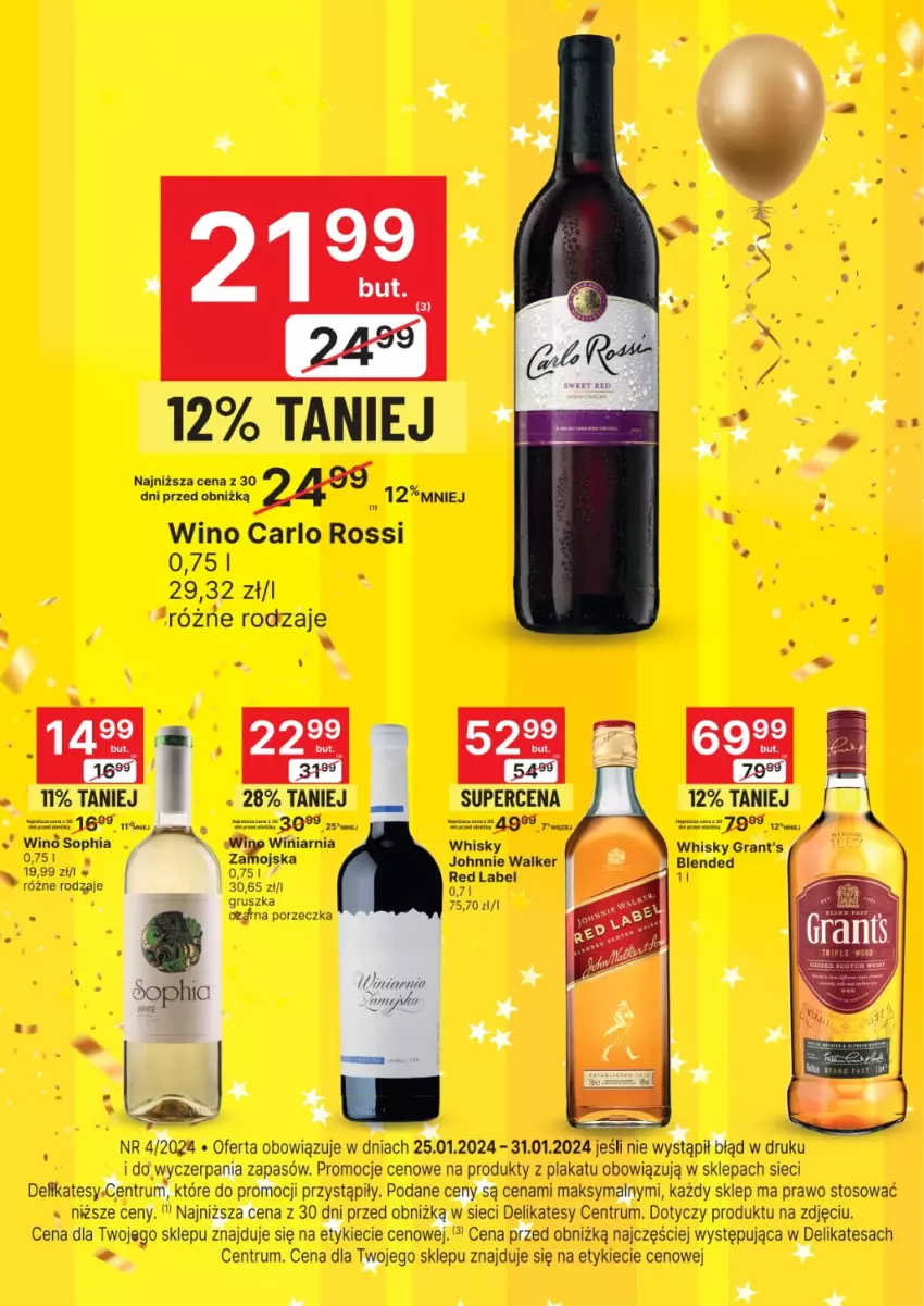 Gazetka promocyjna Delikatesy Centrum - Folder alkoholowy DC04 - ważna 25.01 do 31.01.2024 - strona 2 - produkty: Carlo Rossi, Gra, Grant's, Johnnie Walker, Por, Rum, Whisky, Wino