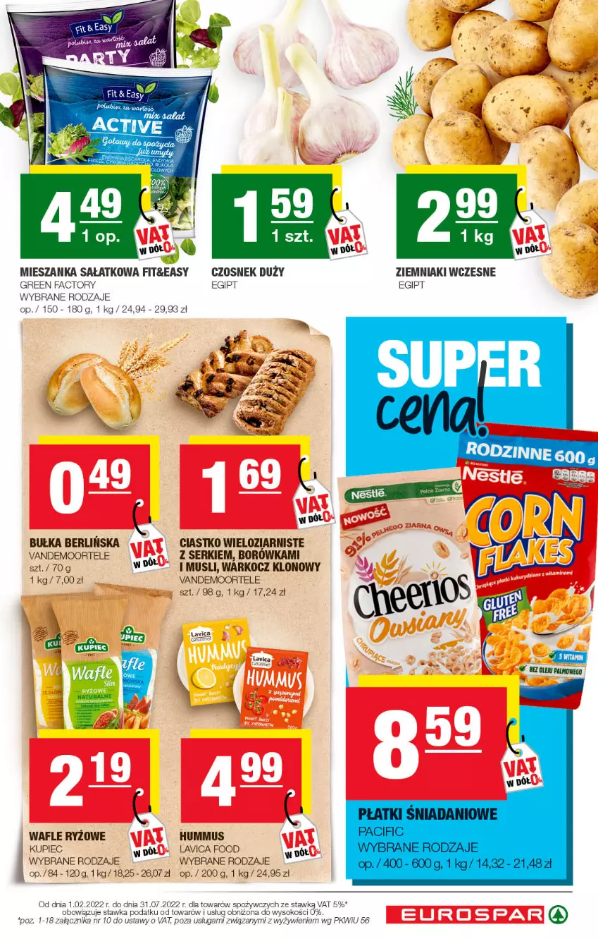 Gazetka promocyjna Spar - EuroSpar - ważna 15.05 do 25.05.2022 - strona 3 - produkty: Bułka, Czosnek, Fa, Hummus, Koc, Kupiec, Mieszanka sałat, Mus, Piec, Ryż, Sałat, Ser, Wafle, Ziemniaki