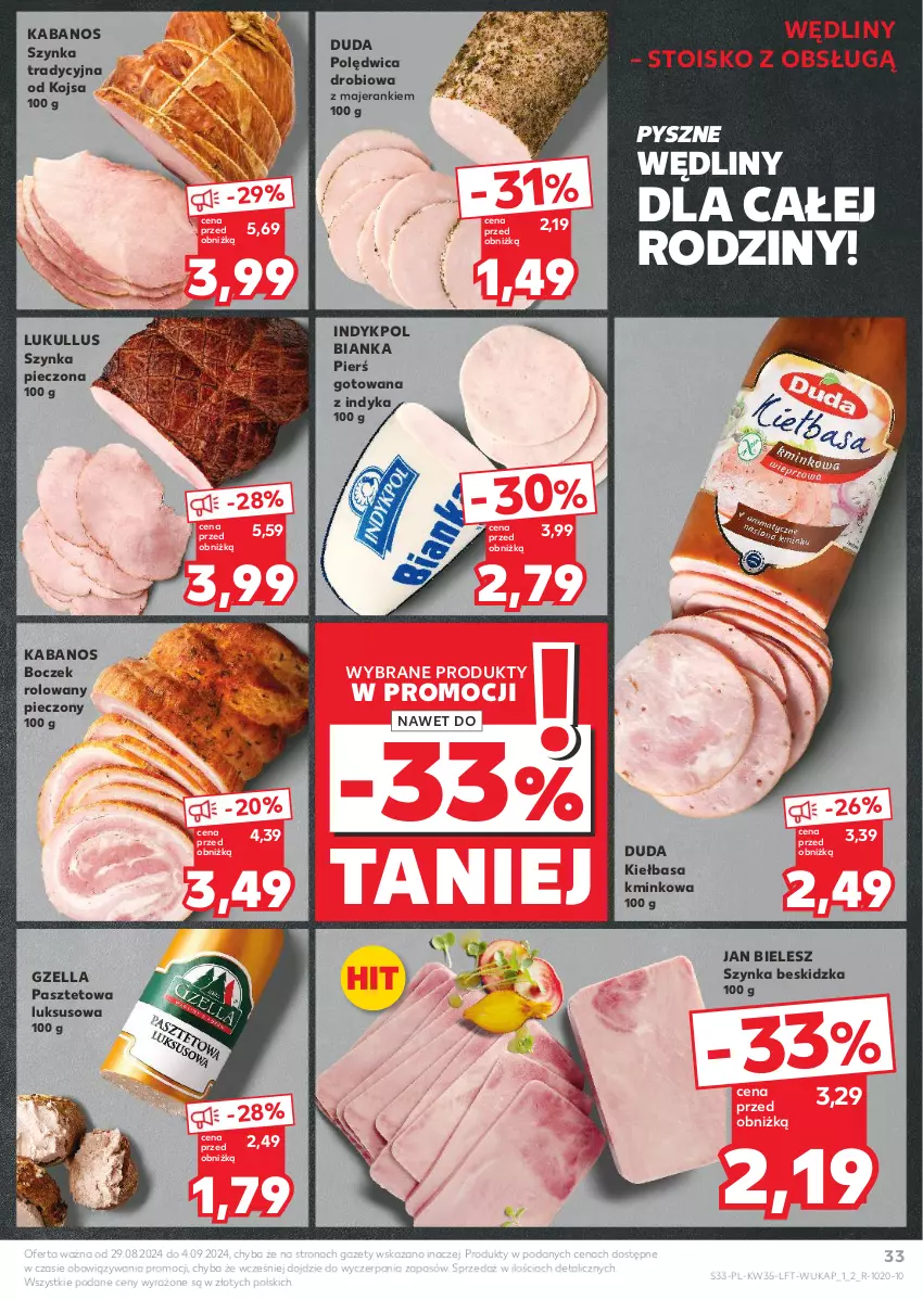 Gazetka promocyjna Kaufland - Gazetka tygodnia - ważna 29.08 do 04.09.2024 - strona 33 - produkty: Bianka, Boczek, Duda, Kabanos, Kiełbasa, Pasztet, Piec, Polędwica, Szynka