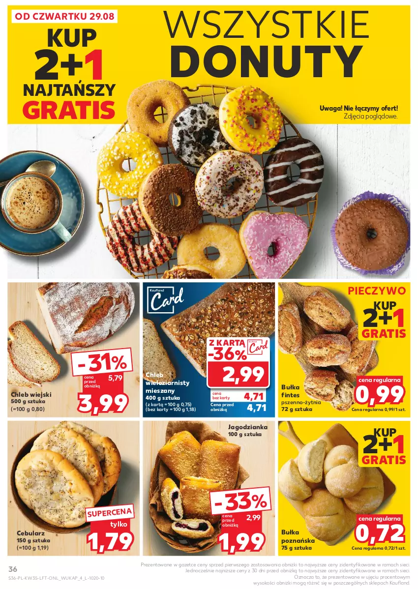 Gazetka promocyjna Kaufland - Gazetka tygodnia - ważna 29.08 do 04.09.2024 - strona 36 - produkty: Bułka, Cebula, Chleb, Chleb wieloziarnisty, Donut, Gra, Jagodzianka, Nuty, Piec, Pieczywo, Rama, Sok, Waga