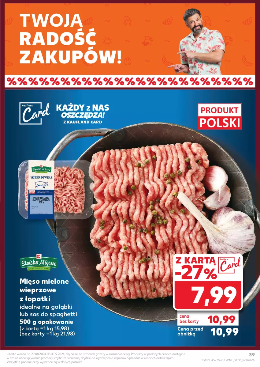 Gazetka promocyjna Kaufland - Gazetka tygodnia - ważna 29.08 do 04.09.2024 - strona 39 - produkty: Mięso, Mięso mielone, Sos, Spaghetti, Stek