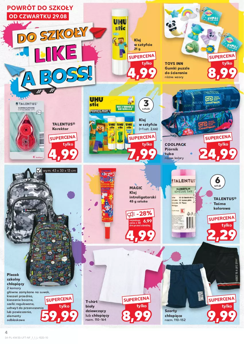 Gazetka promocyjna Kaufland - Gazetka tygodnia - ważna 29.08 do 04.09.2024 - strona 4 - produkty: Klej, Piórnik, Plecak, Puzzle, Szorty, T-shirt