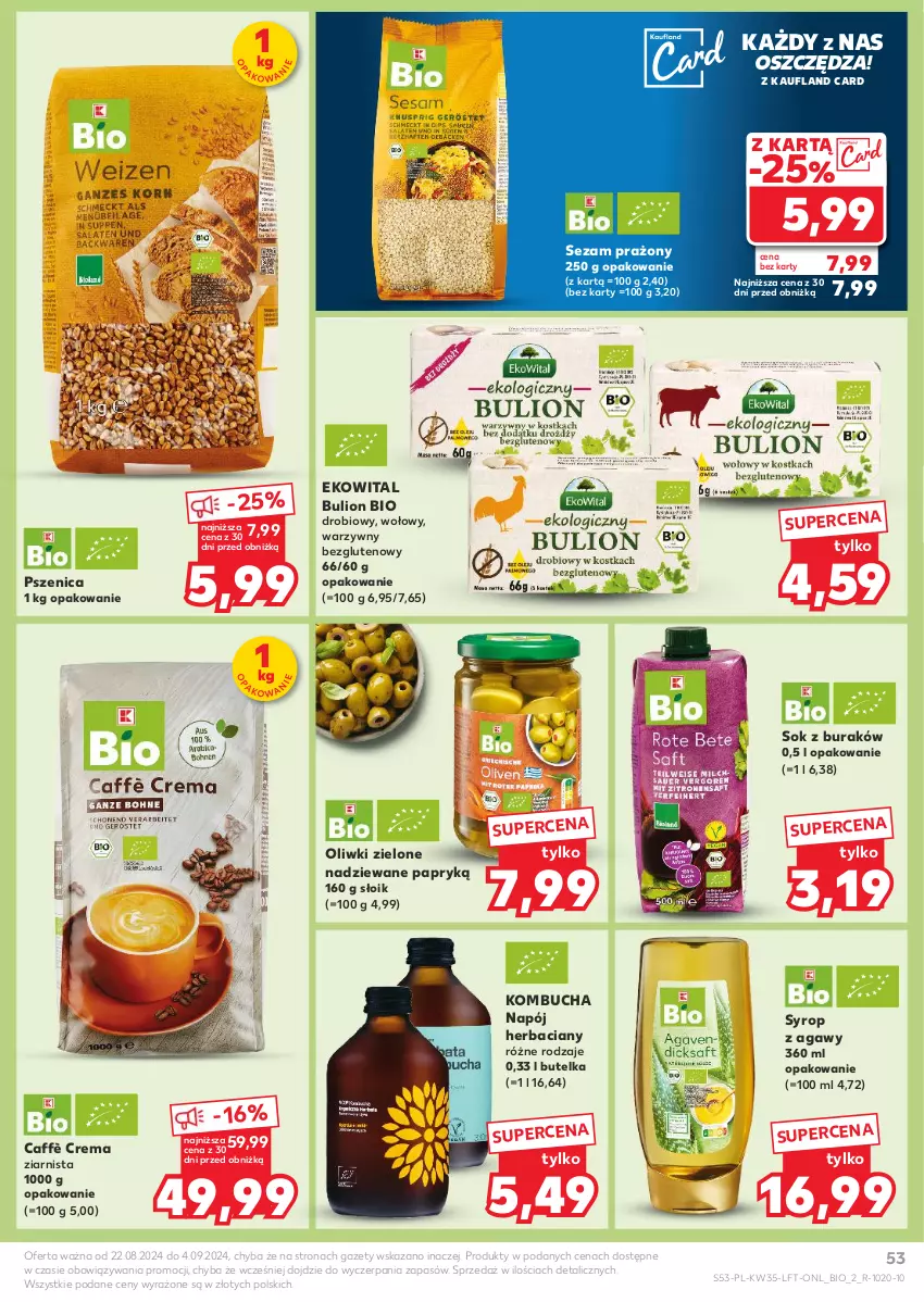 Gazetka promocyjna Kaufland - Gazetka tygodnia - ważna 29.08 do 04.09.2024 - strona 53 - produkty: Bulion, Lion, Napój, Oliwki, Oliwki zielone, Sezam, Sok, Syrop