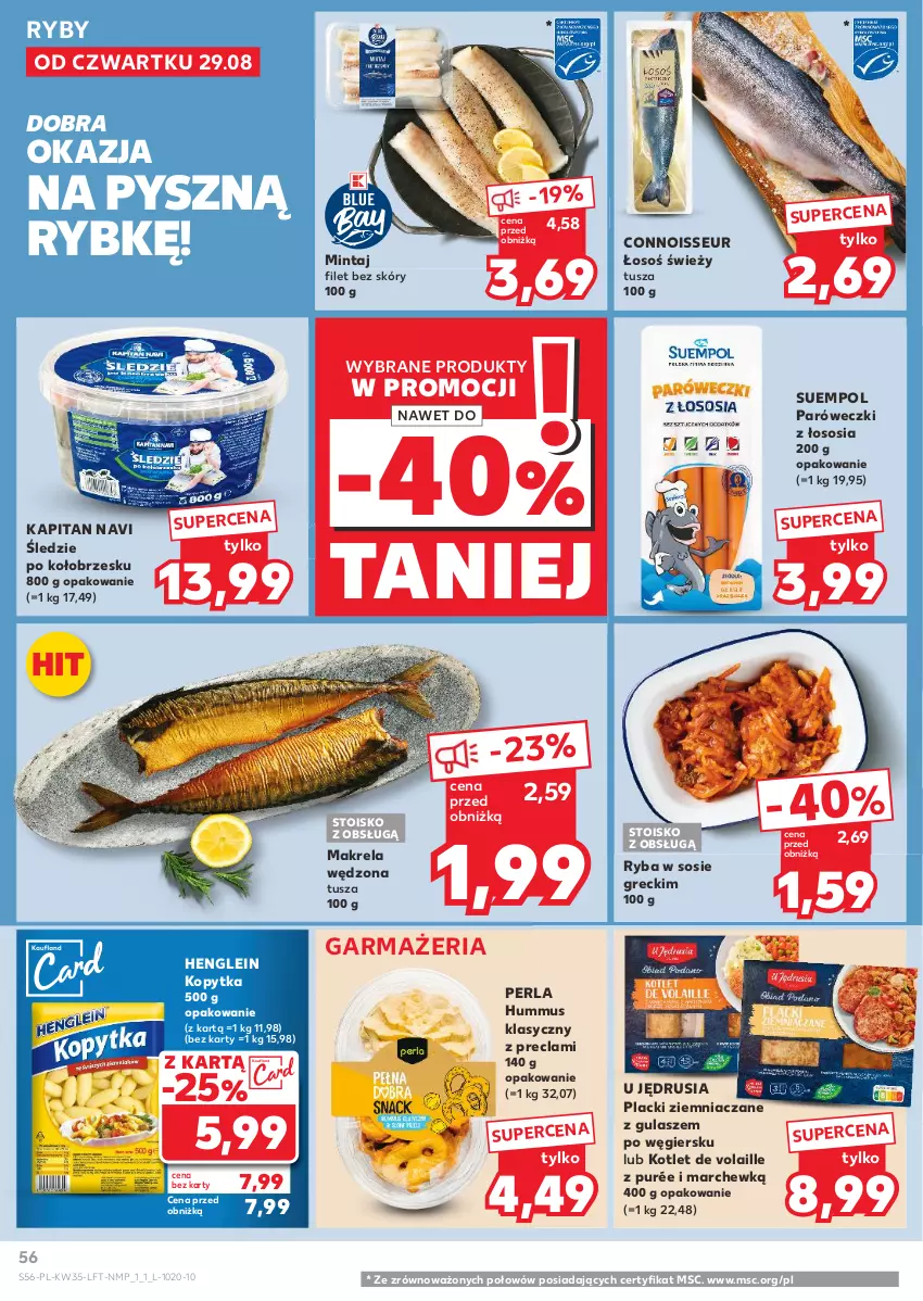 Gazetka promocyjna Kaufland - Gazetka tygodnia - ważna 29.08 do 04.09.2024 - strona 56 - produkty: Hummus, Kopytka, Kotlet, Lack, Mintaj, Mus, Pur, Ryba, Sos, Suempol, Tusz