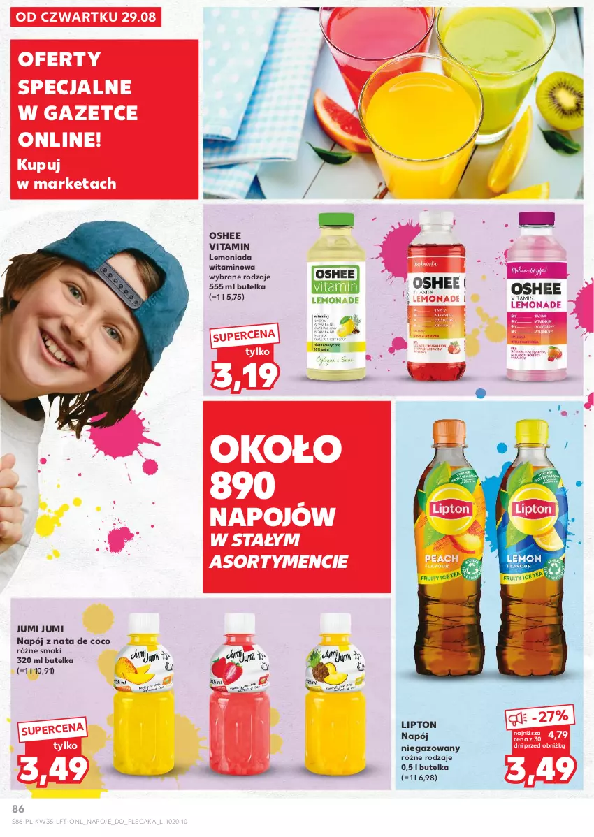 Gazetka promocyjna Kaufland - Gazetka tygodnia - ważna 29.08 do 04.09.2024 - strona 86 - produkty: Lemoniada, Lipton, Napój, Napój niegazowany, Napoje, Oshee, Plecak