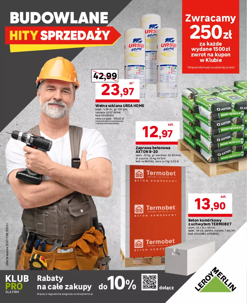 Gazetka promocyjna Leroy Merlin - Gazetka Leroy Merlin - ważna 12.07 do 01.08.2023 - strona 1 - produkty: Gra, LANA, Paleta, Wełna, Wełna szklana