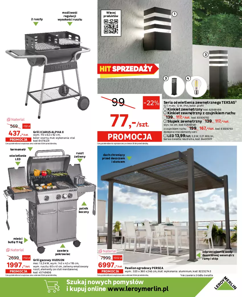 Gazetka promocyjna Leroy Merlin - Gazetka Leroy Merlin - ważna 12.07 do 01.08.2023 - strona 19 - produkty: Fa, Fotel, Gra, Grill, Grill gazowy, Krzesło, Meble, Narożnik, Parasol, Poduszka, Pokrowiec, Puf, Ser, Słupek, Sofa, Sok, Stół, Stolik, Termometr