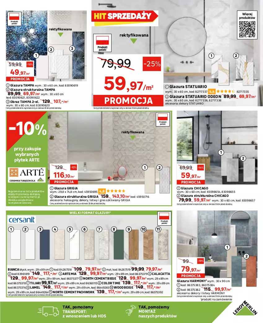 Gazetka promocyjna Leroy Merlin - Gazetka Leroy Merlin - ważna 12.07 do 01.08.2023 - strona 29 - produkty: Cement, Gin, Glazura, Gres, Gres szkliwiony, Lazur, Obraz, Płytka, Por, Sport, Tago, Tran