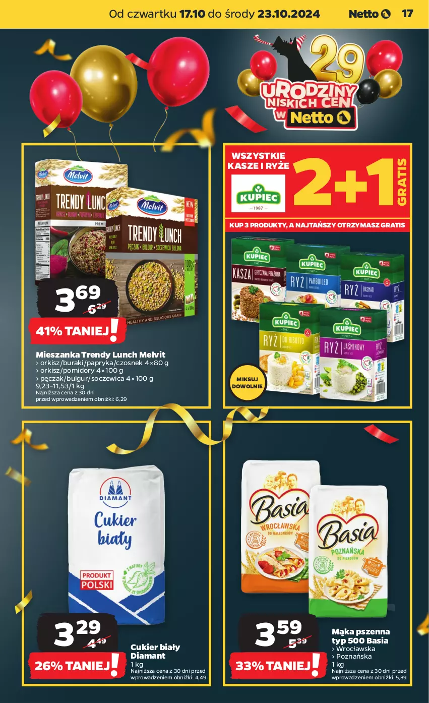 Gazetka promocyjna Netto - Artykuły spożywcze - ważna 17.10 do 23.10.2024 - strona 17 - produkty: Basia, Bulgur, Buraki, Cukier, Czosnek, Diamant, Gra, LG, Mąka, Mąka pszenna, Melvit, Papryka, Pomidory, Ryż