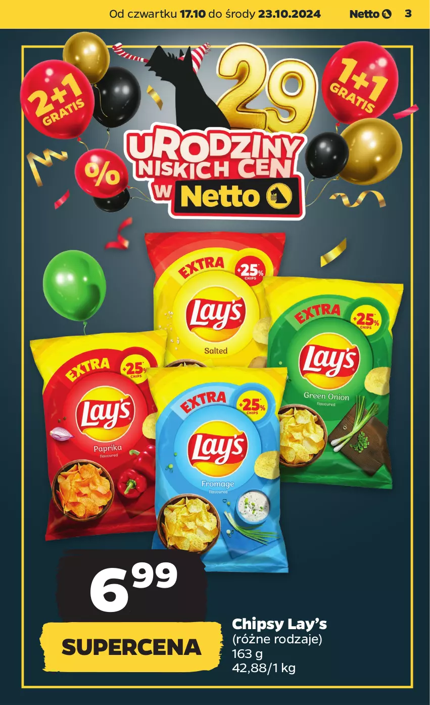 Gazetka promocyjna Netto - Artykuły spożywcze - ważna 17.10 do 23.10.2024 - strona 3 - produkty: Chipsy, Lay’s