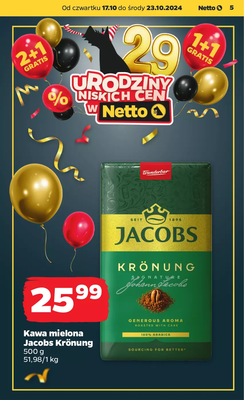 Gazetka promocyjna Netto - Artykuły spożywcze - ważna 17.10 do 23.10.2024 - strona 5 - produkty: Jacobs, Jacobs Krönung, Kawa, Kawa mielona