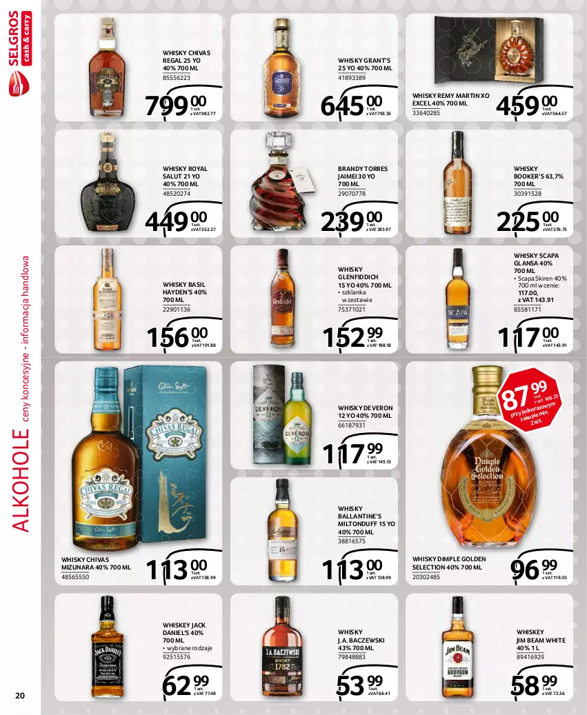 Gazetka promocyjna Selgros - Extra Oferta - ważna 01.04 do 30.04.2021 - strona 20 - produkty: Alkohole, Brandy, Dimple Golden Selection, Gra, Jim Beam, Szklanka, Whiskey, Whisky