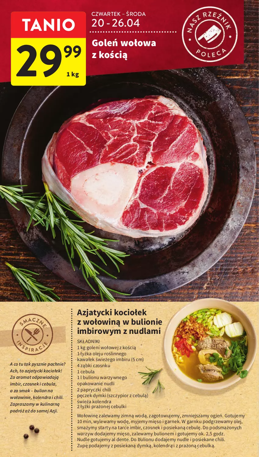 Gazetka promocyjna Intermarche - Gazetka Intermarche - ważna 20.04 do 26.04.2023 - strona 12 - produkty: Bulion, Cebula, Czosnek, Garnek, Imbir, Kawa, Koc, Kolendra, Lion, Mięso, Olej, Wałek