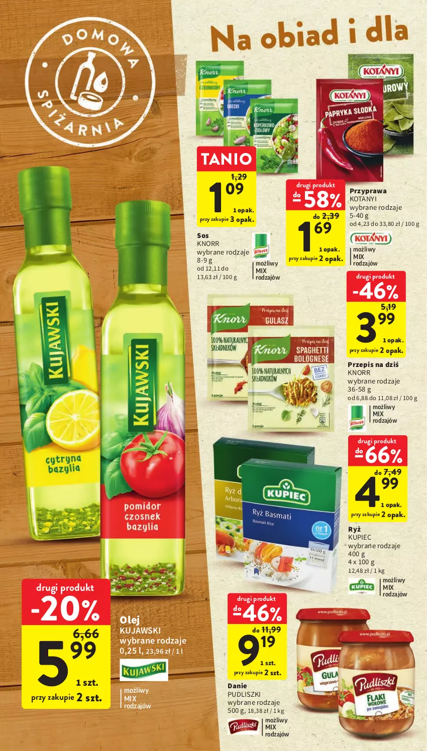 Gazetka promocyjna Intermarche - Gazetka Intermarche - ważna 20.04 do 26.04.2023 - strona 26 - produkty: Knorr, Kujawski, Kupiec, Olej, Piec, Pudliszki, Ryż, Sos