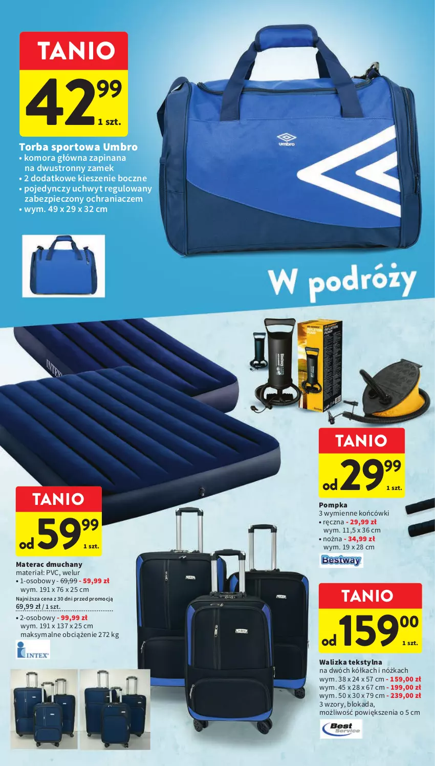 Gazetka promocyjna Intermarche - Gazetka Intermarche - ważna 20.04 do 26.04.2023 - strona 36 - produkty: Materac, Materac dmuchany, Noż, Ochraniacze, Piec, Pompka, Por, Sport, Tera, Torba, Walizka