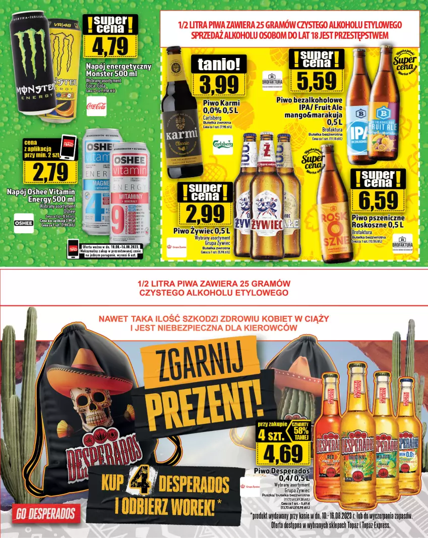 Gazetka promocyjna Topaz - Gazetka - ważna 10.08 do 16.08.2023 - strona 21 - produkty: Carlsberg, Desperados, Fa, Gra, Karmi, LG, Mango, Napój, Piec, Piwa, Piwo, Top