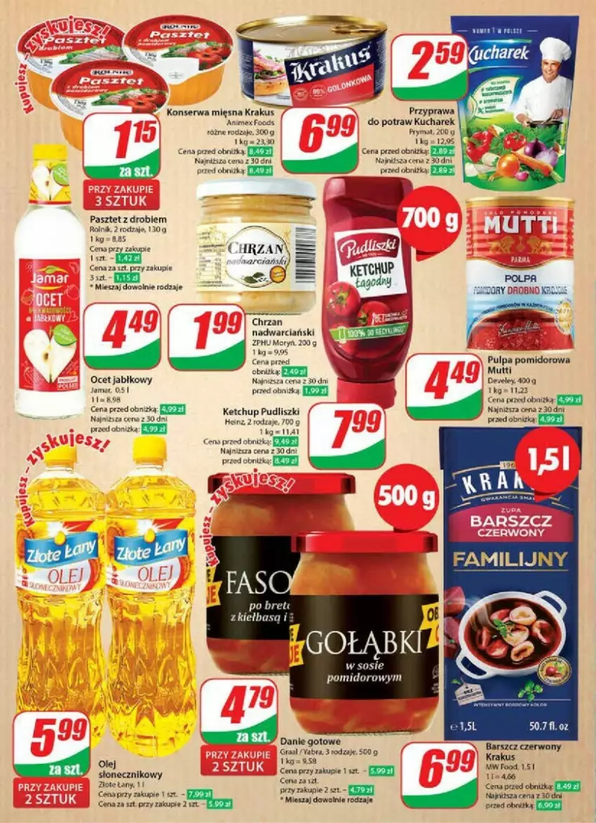 Gazetka promocyjna Dino - ważna 29.11 do 05.12.2023 - strona 2 - produkty: Chrzan, Danie gotowe, Gra, Graal, Heinz, Ketchup, Krakus, Kucharek, Ocet, Pasztet, Prymat, Pudliszki, Pulpa pomidorowa, Rolnik, Ser