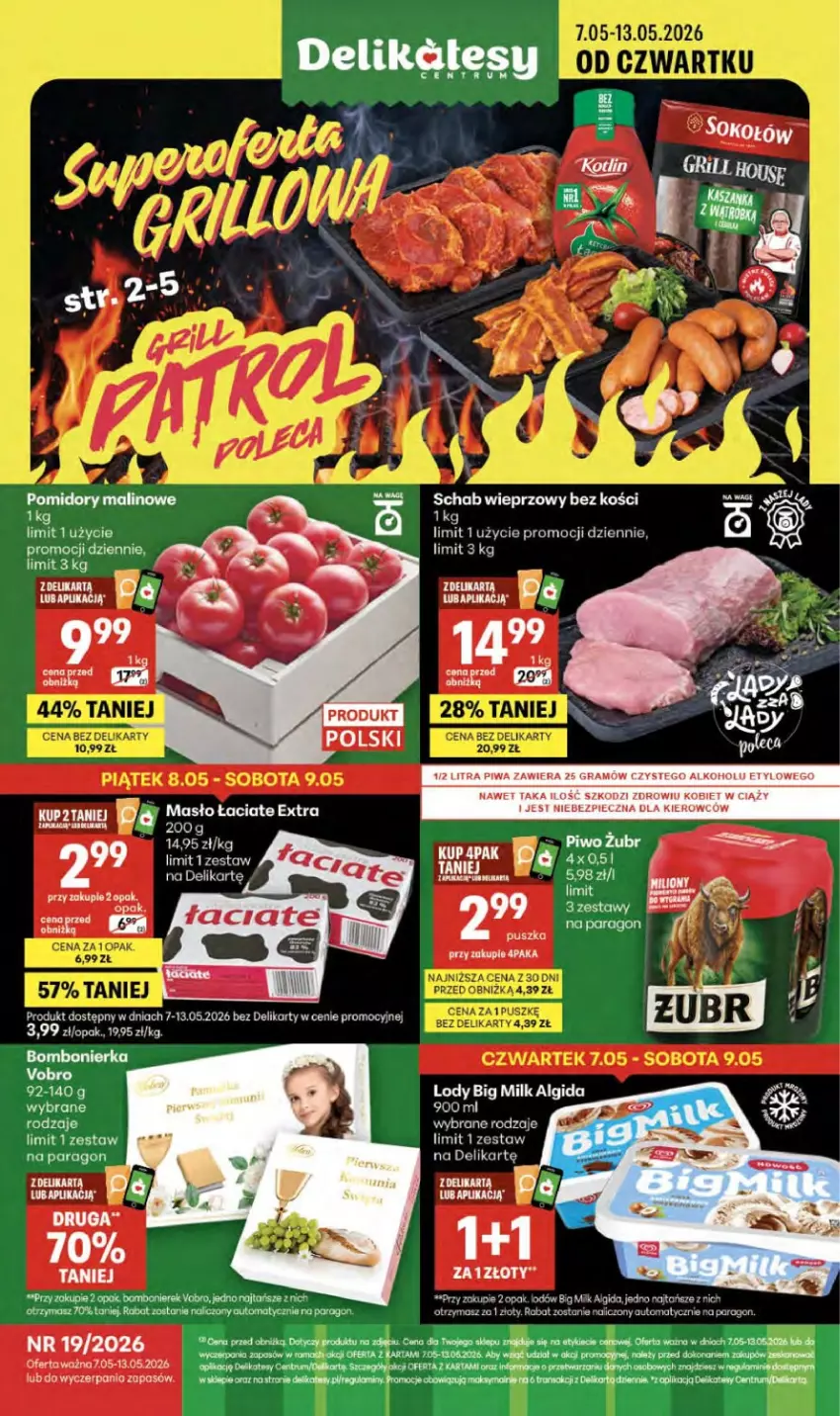 Gazetka promocyjna Delikatesy Centrum - Franczyza DC19 Czwartek - ważna 07.05 do 13.05.2026 - strona 1 - produkty: Algida, Fa, LG, Masło, Piec, Pomidory, Pur, Rama, Rum, Tran