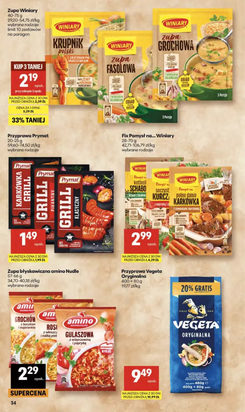 Gazetka promocyjna Delikatesy Centrum - Franczyza DC19 Czwartek - ważna 07.05 do 13.05.2026 - strona 34 - produkty: Gin, Gra, Por, Prymat, Vegeta, Winiary, Zupa