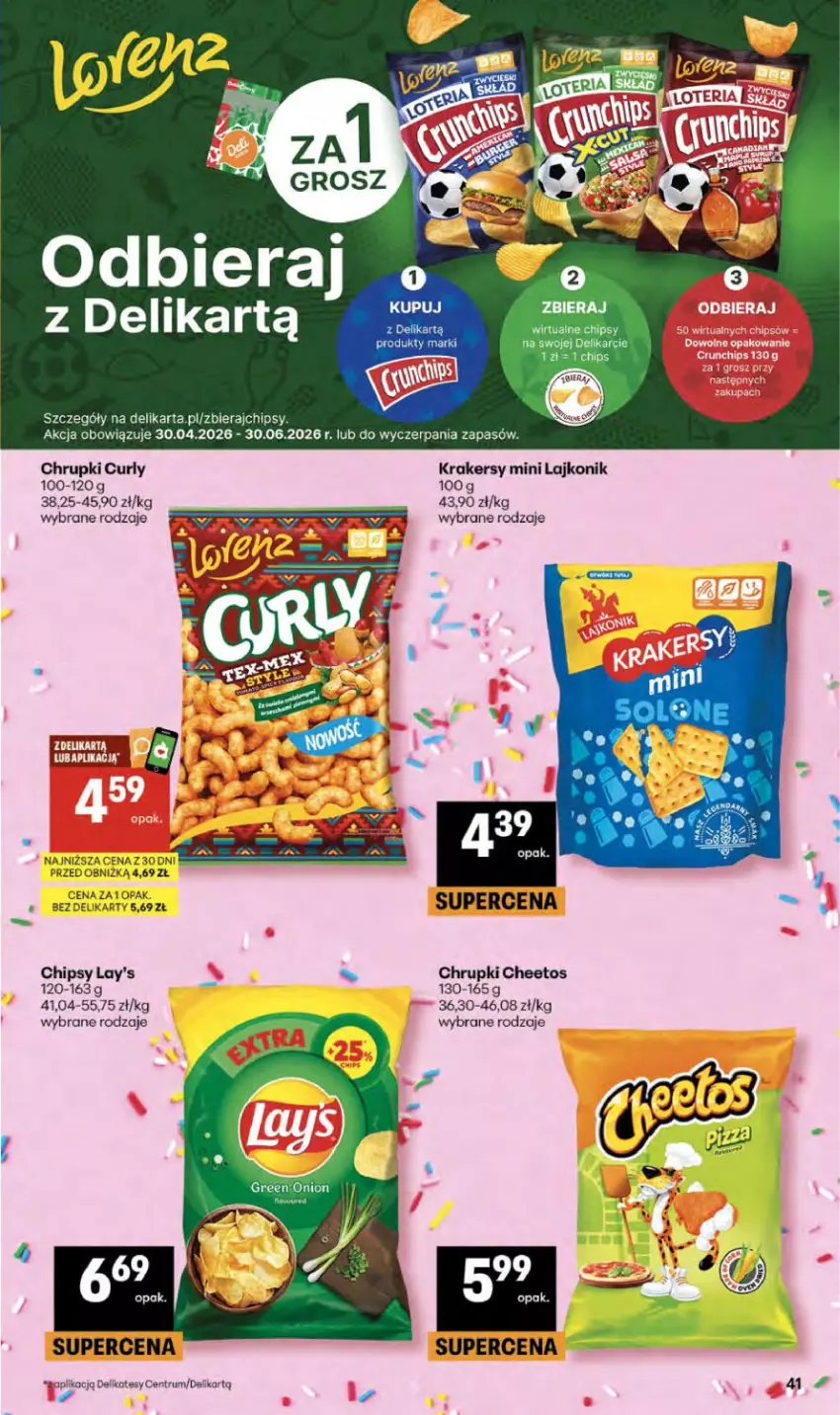 Gazetka promocyjna Delikatesy Centrum - Franczyza DC19 Czwartek - ważna 07.05 do 13.05.2026 - strona 41 - produkty: Cheetos, Chipsy, Chrupki, Koc, Krakersy, Lajkonik, Rum