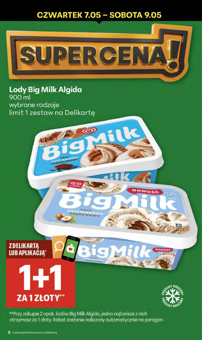 Gazetka promocyjna Delikatesy Centrum - Franczyza DC19 Czwartek - ważna 07.05 do 13.05.2026 - strona 5 - produkty: Algida, Big Milk, Koc, LG
