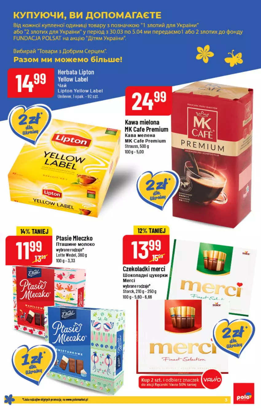 Gazetka promocyjna PoloMarket - Gazetka pomocyjna - ważna 30.03 do 05.04.2022 - strona 3 - produkty: Herbata, Kawa, Kawa mielona, Lipton, Merci, Mleczko, Ptasie mleczko